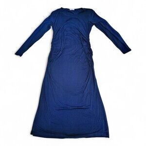 Small Show Blue Maternity Maxi Dress XL  Long Sleeve Ruched